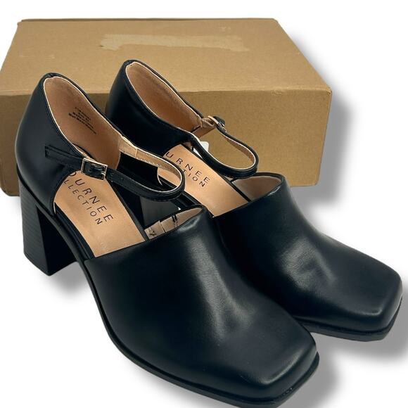 NEW Journee Retro Ankle Strap Maryjane Heels Size 8.5 Black Square Toe Y2K 90's - Picture 1 of 13